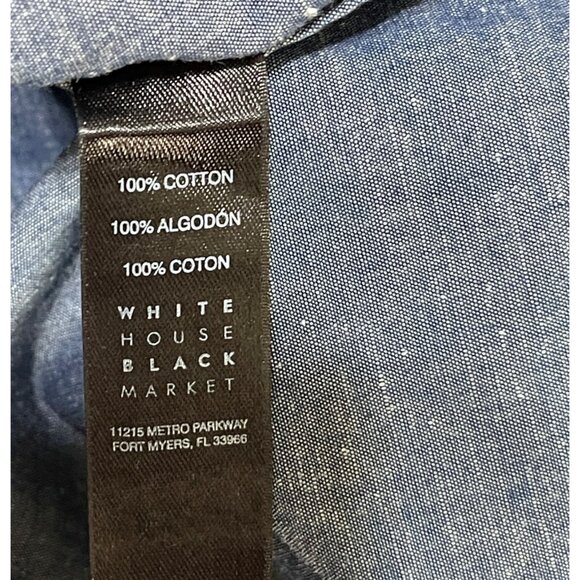 WHBM Popover Top Chambray Blue Size 12 Tunic top Long Sleeve Cotton - Picture 7 of 8